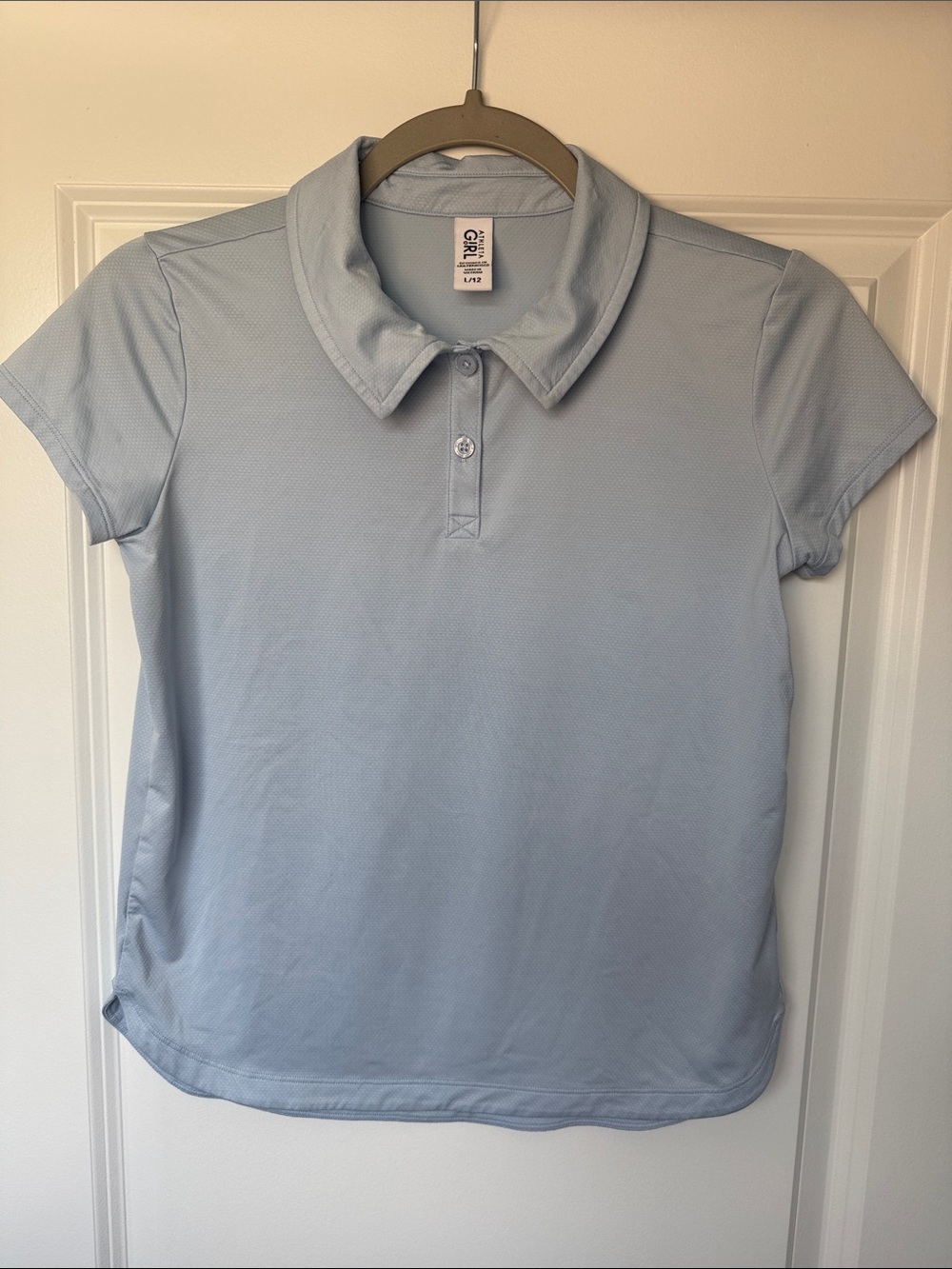 Athleta Girls Light Blue short sleeve Polo Shirt Size 10-12